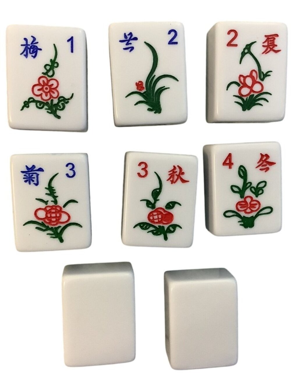 Mah Jong Flower Replacement Tiles Set Of 8 Green Backed Flowers Crafting Marjong